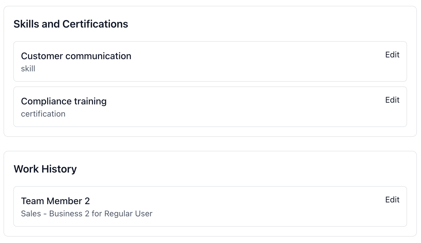 Track skills, certifications, and work history