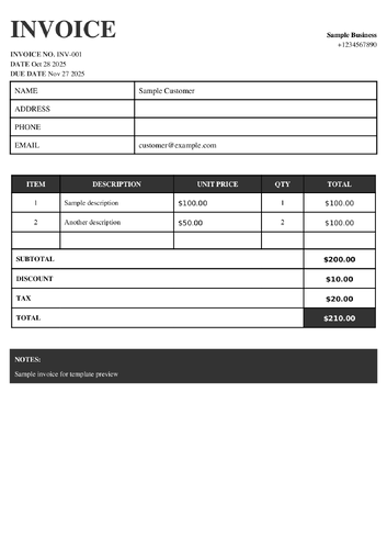 Classic Receipt template